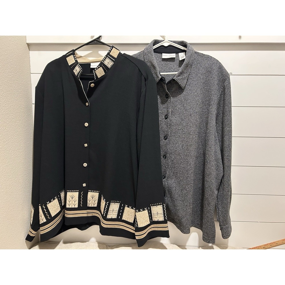 Draper And Damon's Women's Shackets 3X Set of 2 Embroidered Grandmacore Dressy